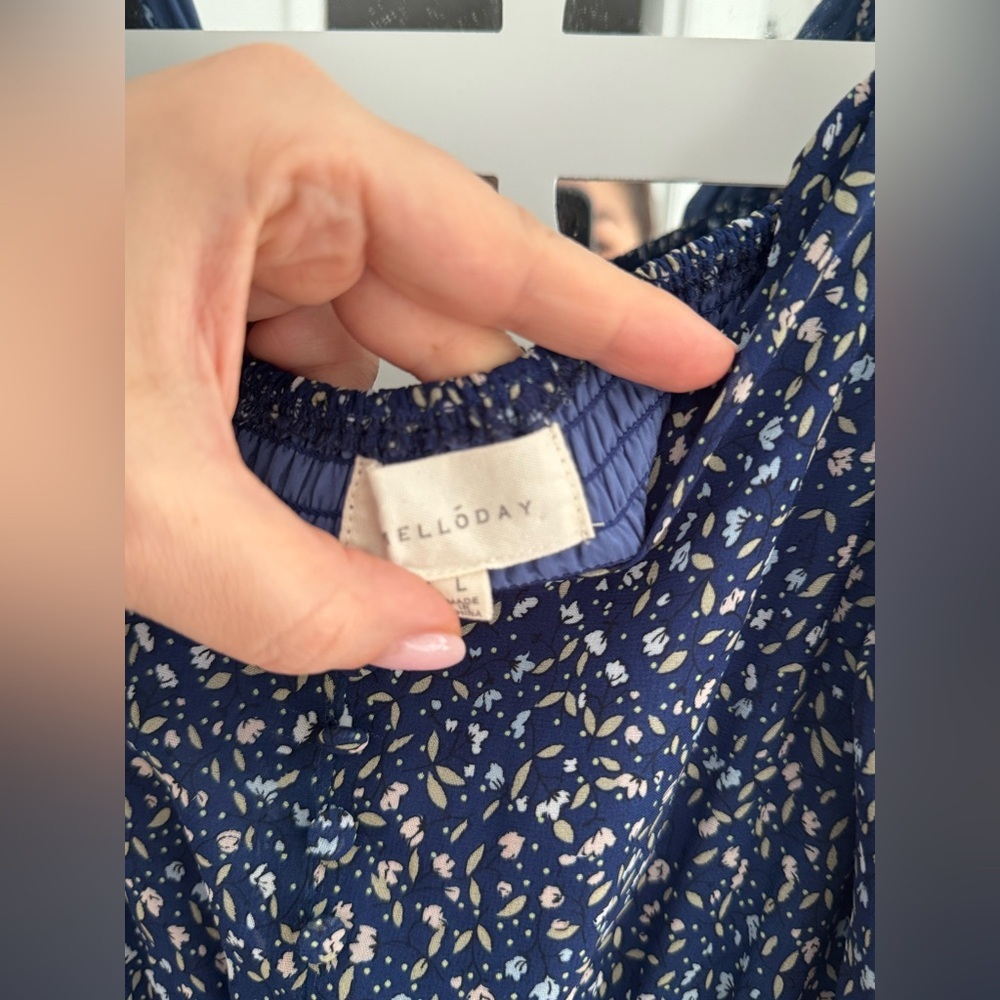 Melloday Maxi Dress Pretty Blue Floral Spring Print size L - Picture 5 of 5